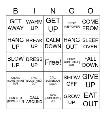 Phasal verbs Bingo Card