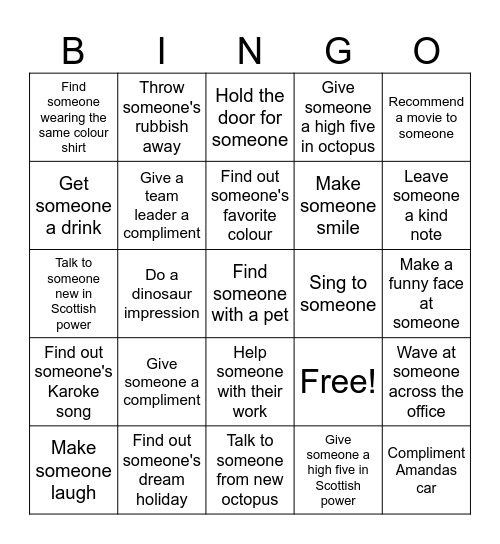 Wellbeing Wednesday Bingo Card