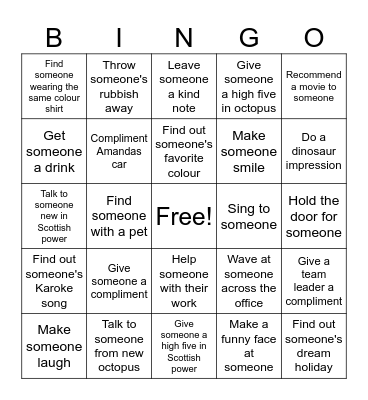 Wellbeing Wednesday Bingo Card