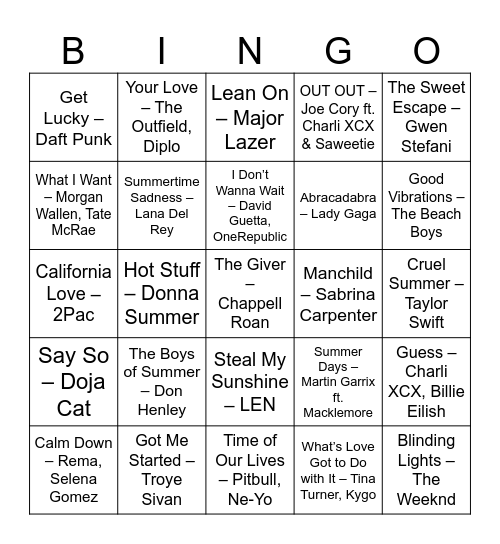 👙 Summer Vibes Bingo # 1 👙 Bingo Card