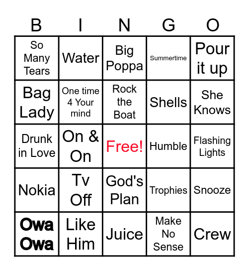 Jaden Music Bingo Card
