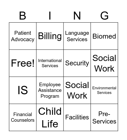 Multi-Disciplinary BINGO! Bingo Card
