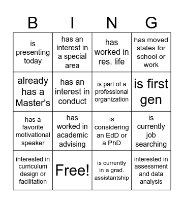 Find Someone Who... Bingo Card