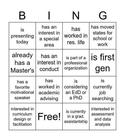 Find Someone Who... Bingo Card