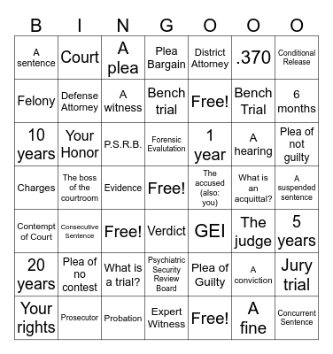 Legal Skills Bingo! Bingo Card