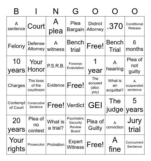 Legal Skills Bingo! Bingo Card