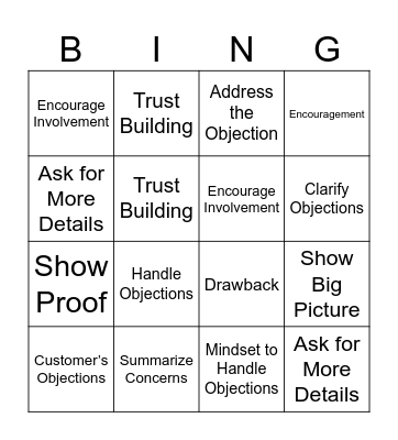 CSS Handling Objections Bingo Card