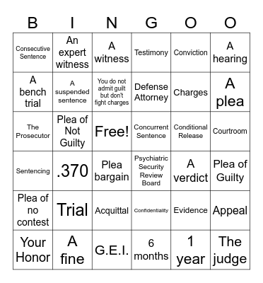Legal Skills Bingo Card