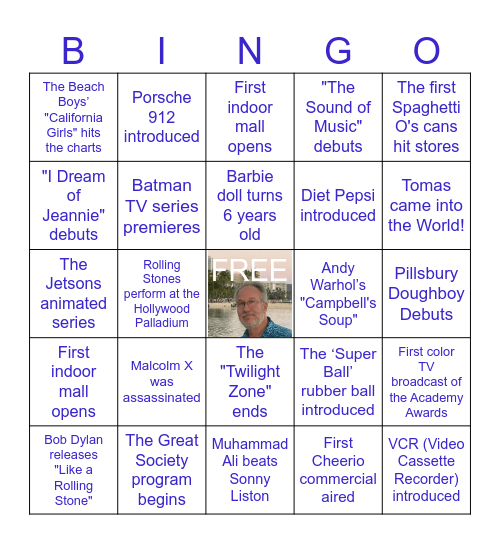 1965 Was a Very Good Year! Bingo Card
