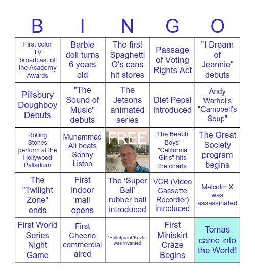 1965 Was a Very Good Year! Bingo Card