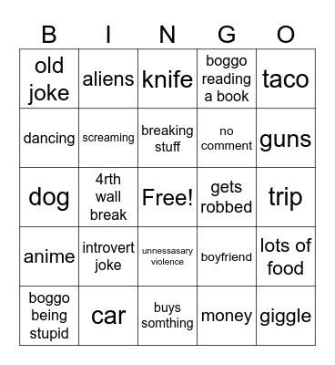 boggo bingo Card