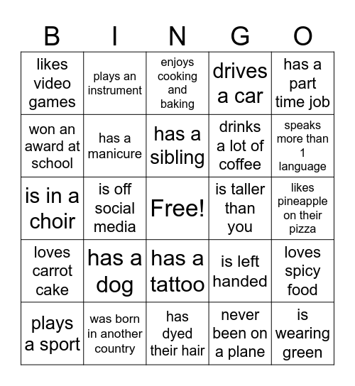 Find Someone Who Bingo Card