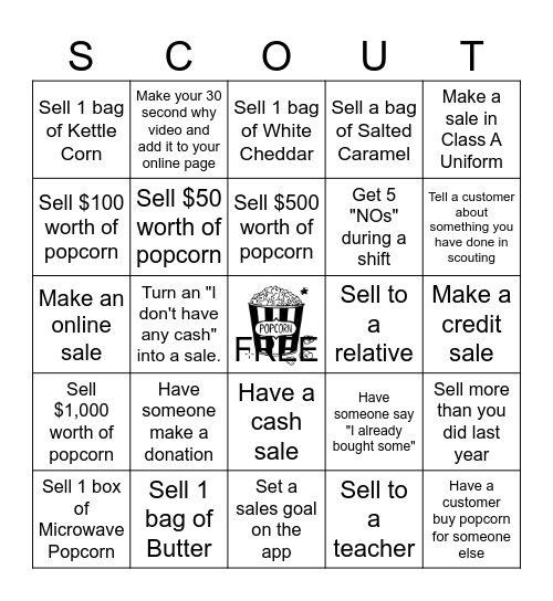 Popcorn 2025 Bingo Card