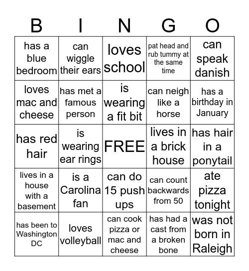 Academy Buddy Bingo Card