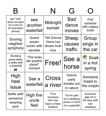 Iceland Wedding - Nick & Syd Bingo Card