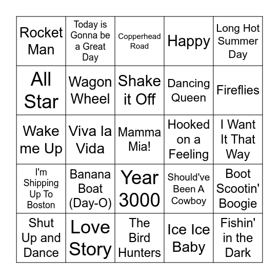 Musical Bingo! Bingo Card