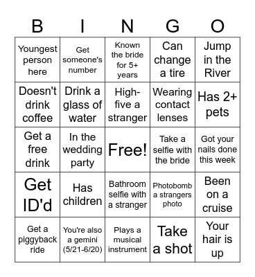 Bachelorette Bingo! Bingo Card