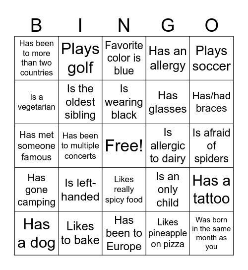 BINGO! Bingo Card