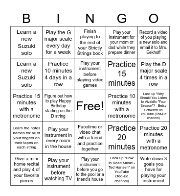 6th July/Aug Bingo Card