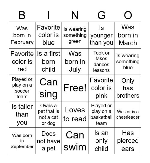 Back 2 School Bash Bingo Card