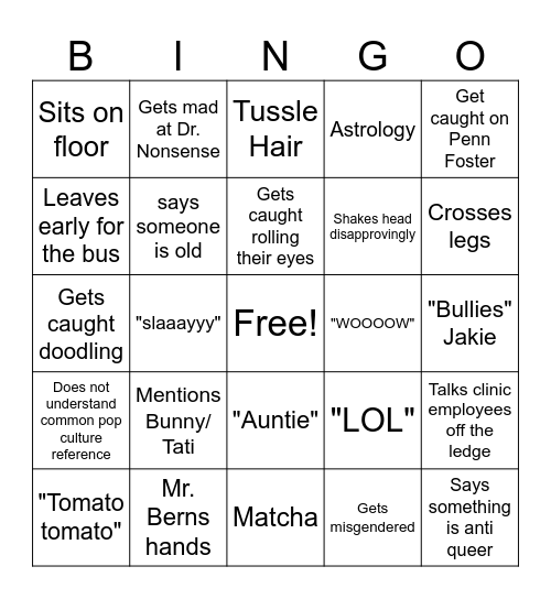 Otis Bingo Card