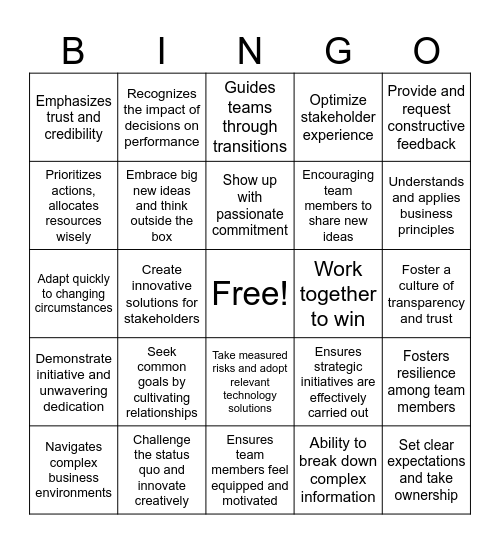 The Strategy Way Bingo Card