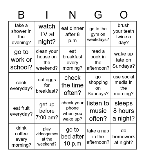 Do you... Bingo Card