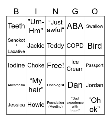Bubbie Bingo Card