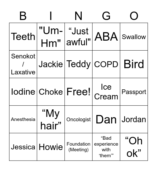 Bubbie Bingo Card