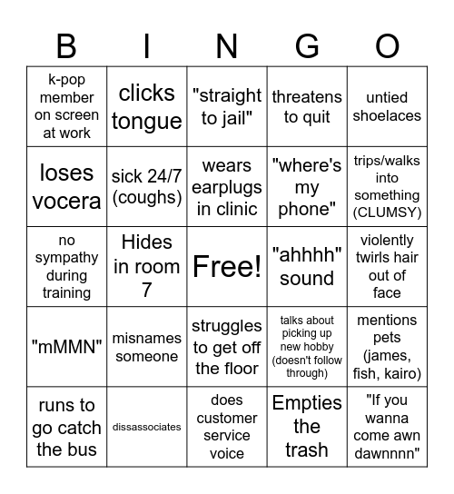 Tanisha Bingo Card