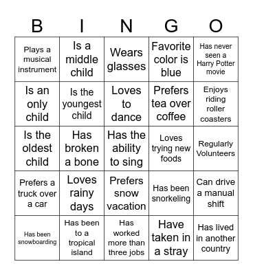 TBE Icebreaker Bingo Card