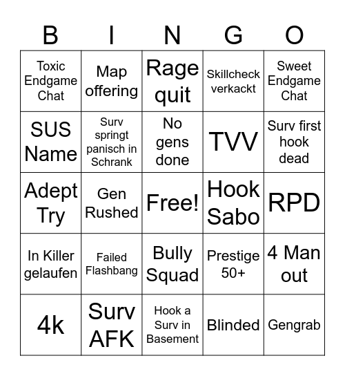 Killer Bingo Card