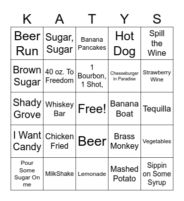 Food & Dranks Bingo Card