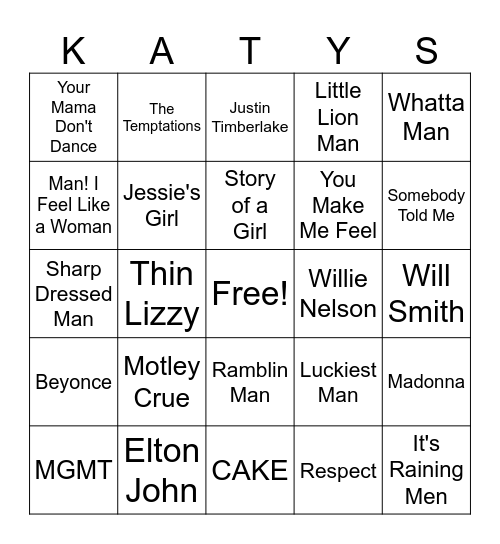 Boys & Gals Bingo Card