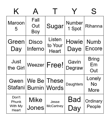 2005 Billboards Bingo Card