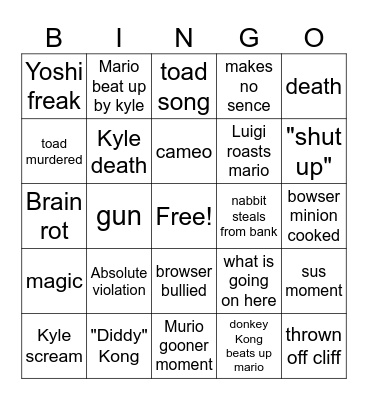 Mario bingo card Bingo Card