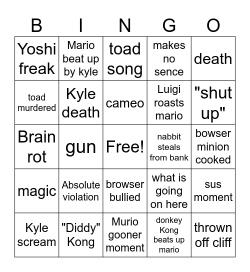 Mario bingo card Bingo Card