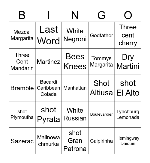 ZAGRYWKI BAR Bingo Card