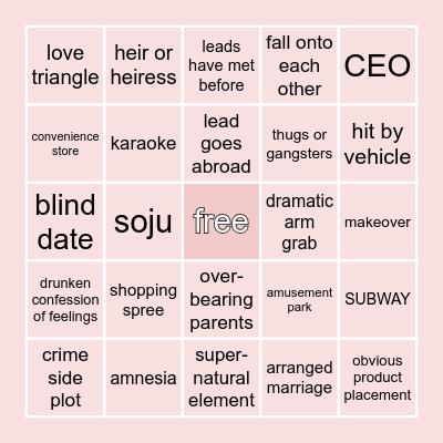 K-DRAMA TROPE BINGO Card