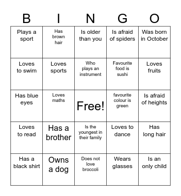 Find someone who... Bingo Card