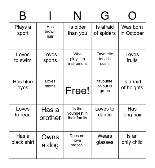 Find someone who... Bingo Card