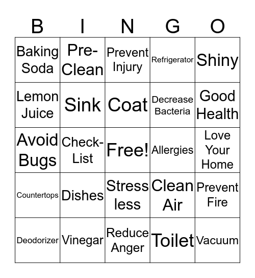 Fall Clean-up Bingo Card