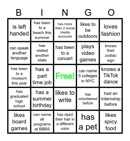 Youth Council Meeting Human Bingo Card