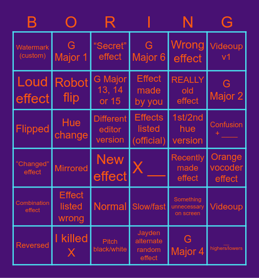 Effect collection updated Bingo Card
