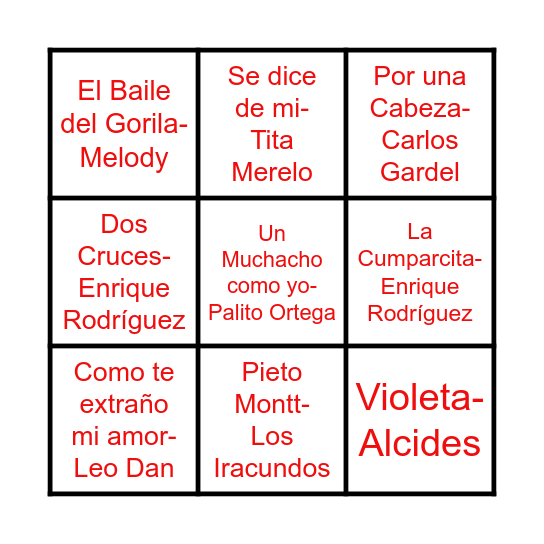 BINGO MÚSICAL 🎶 Bingo Card
