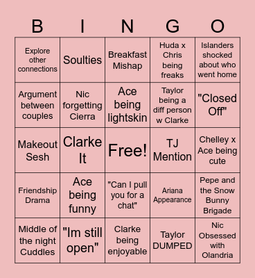 Love Island EP 32!! Bingo Card