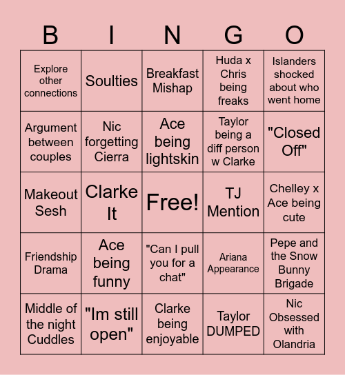Love Island EP 32!! Bingo Card