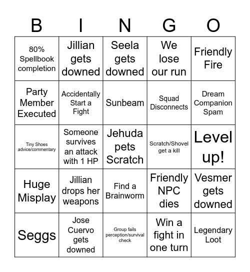 BG3 Bingo Card
