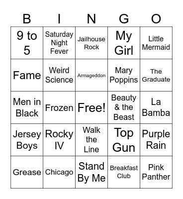 Movie Themes Bingo Card