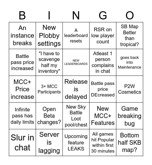 MCCI S5 BINGO Card